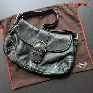 Coach Black Leather Soho Hampton 9248 Buckle Flap Hobo Bag/Satchel *Outstanding*